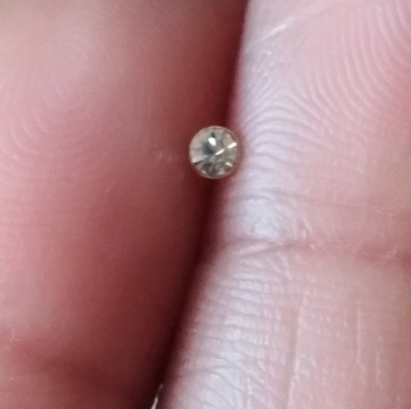 14k over sterling silver nose stud cz 22 guage - Picture 2 of 2